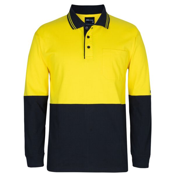 JB's Mens Hi Vis L/S Cotton Polo Thumbnail